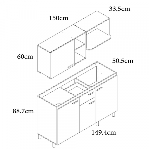 Cocina Veneciana Humo Setx4 Meson Estufa 4G Socoda Poc.Izq 150Mt+Grif