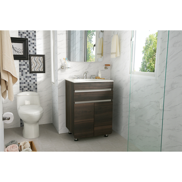 Mueble Aluvia Habano Gris 60X45+Lavamanos Aluvia 60Cm.