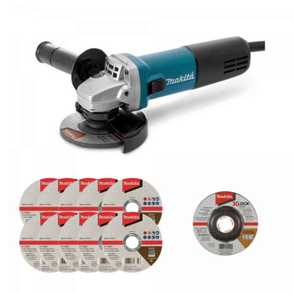 PULIDORA 4-1/2 MAKITA 9557HNG+10 DISCOS WA46R+1 DISCO WA36N