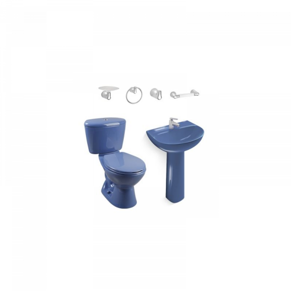 Combo Sanitario Manantial Con Pedestal Azul