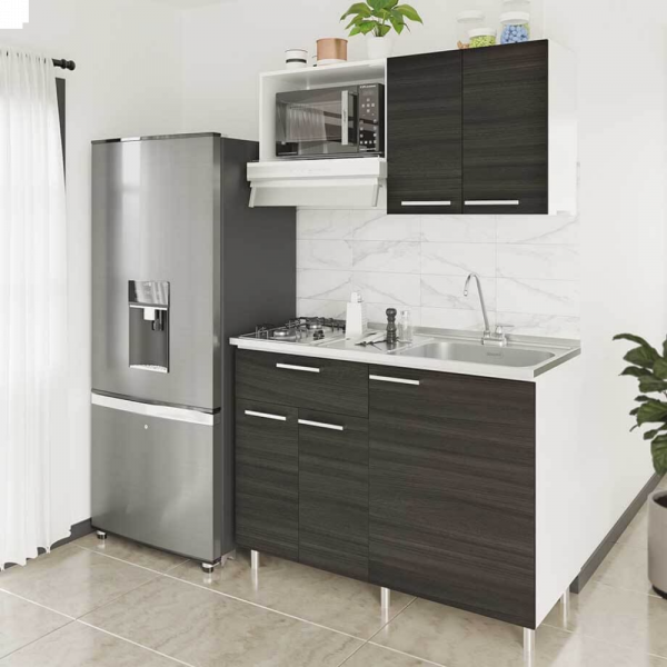 COCINA 120MT MALTA CENIZO SET x3 MESON CON ESTUFA POC.DER SOCODA