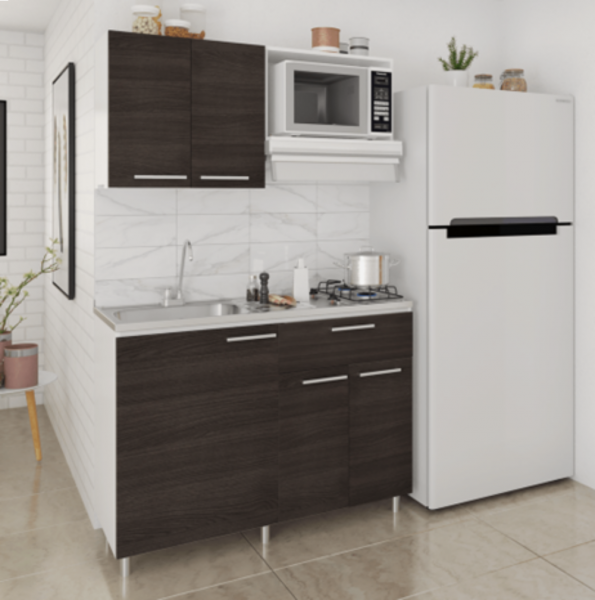 COCINA 120MT MALTA CENIZO SET x3 MESON CON ESTUFA POC.IZQ SOCODA