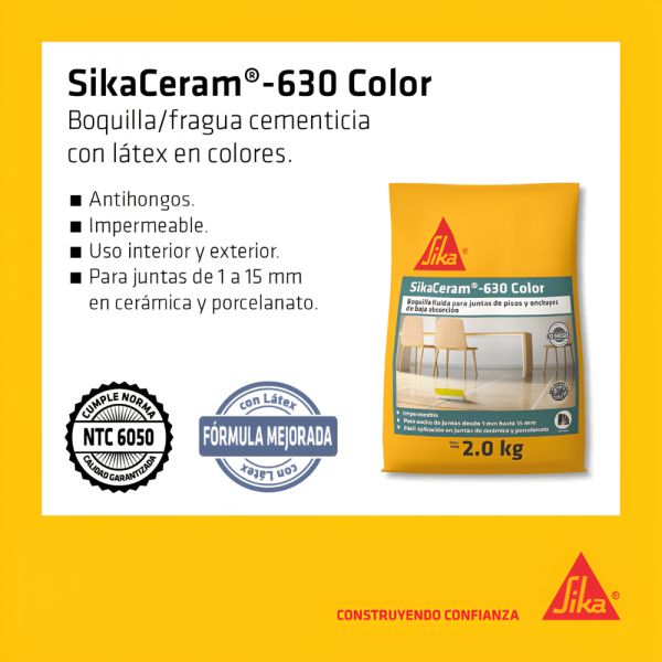 Sikaceram 630 Tacora Boquilla Impermeable Y Antihongos 2Kg