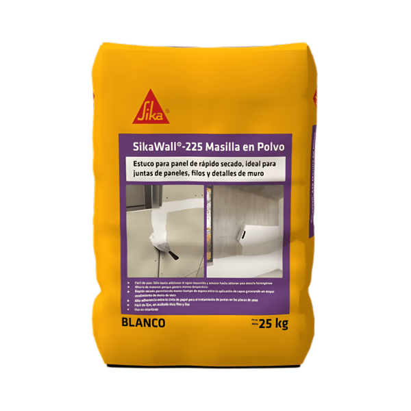 Sikawall 225 Masilla En Polvo Estuco De Secado Rápido Para Juntas, Filos Y Detalles En Muros 25Kg