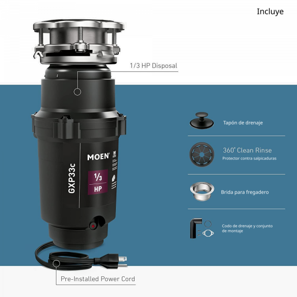 Triturador De Basura Moen Gx Pro Series Gxp33C 1/3 Hp