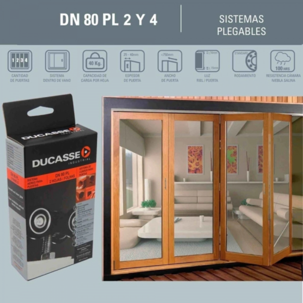 SISTEMA CORREDIZO PLEGABLE  DN-80 PL.4 HOJAS