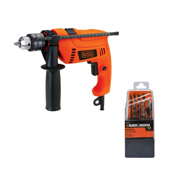 COMBO TALADRO PERCUTOR 1/2 BLACK+DECKER HD555-B3 + JUEGO DE BROCAS 15555E