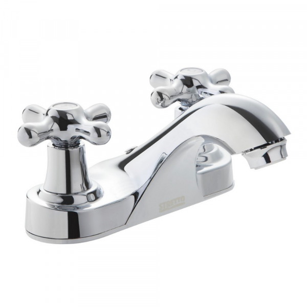 Llave Lavamanos 4 Monza Cruz Stretto Cromo+2 Acoples