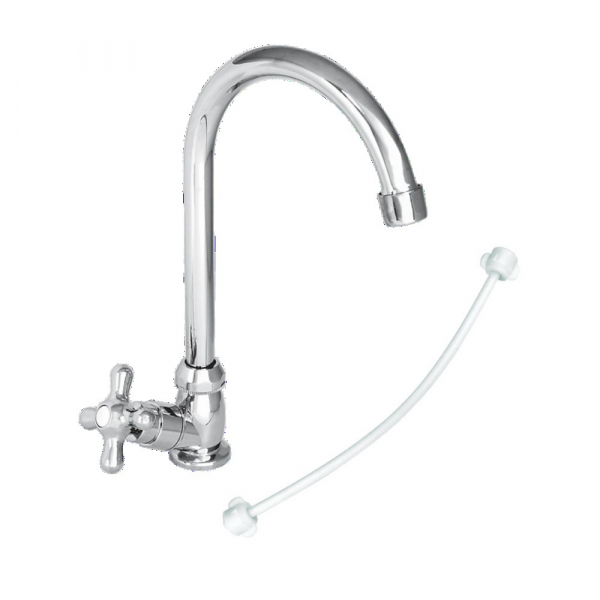 Llave Lavaplatos Sencillo Monza Cruz Stretto Cromo+Acople