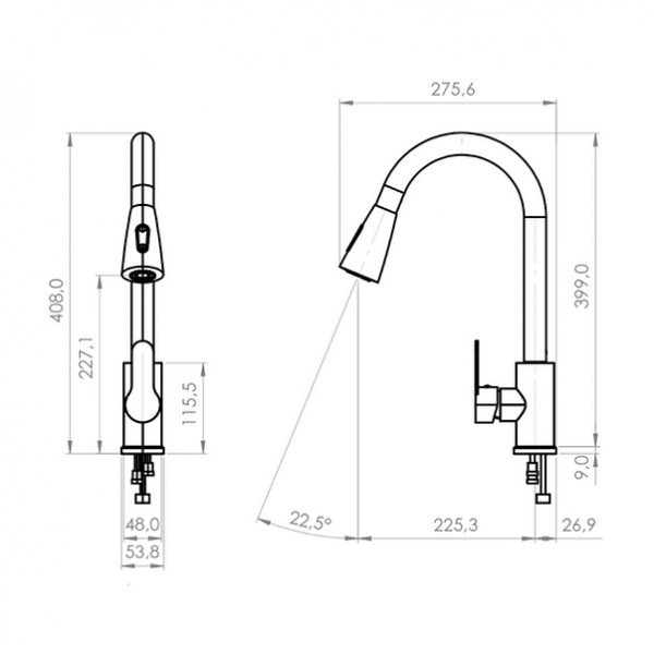 Llave Lavaplatos Monocontrol Veletri Stretto Inox