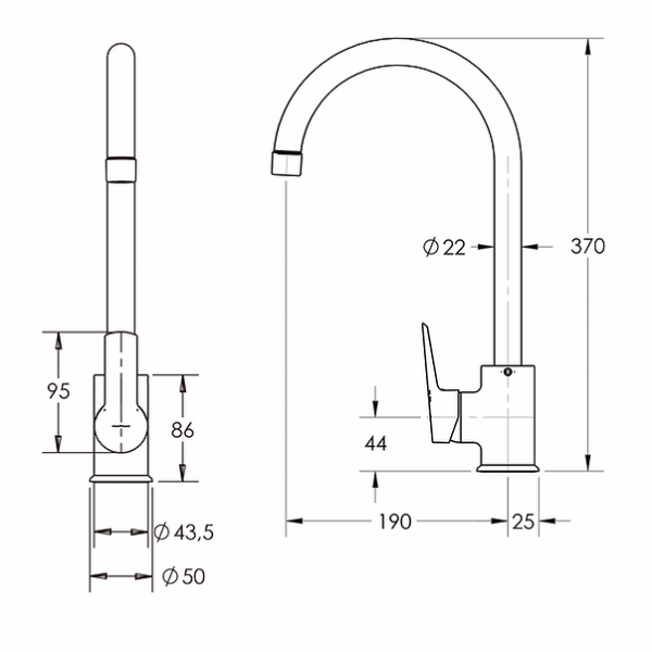 Llave Lavaplatos Monocontrol Arezzo Negro Mate Stretto