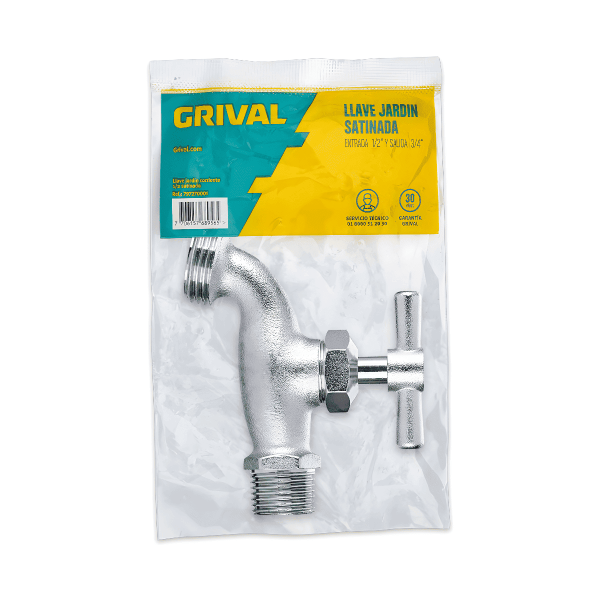 Llave Jardin Corriente 1/2 Salida 3/4 Cr-Satin  Grival  797270001