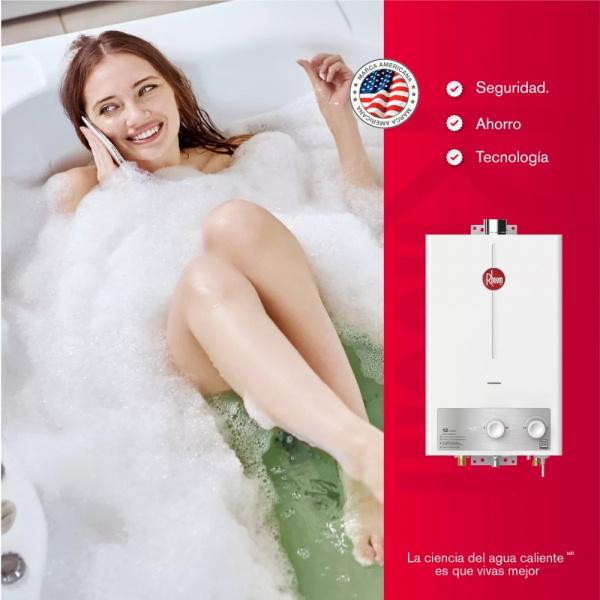 Calentador De Agua 12Lt Gas Natural Tiro Forzado Rheem 600074724