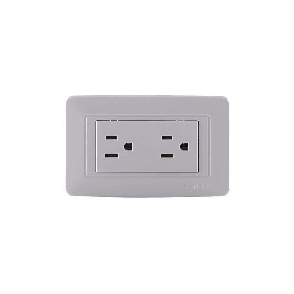 Toma Doble de Incrustar Polo Tierra Blanco Mercury ETI11