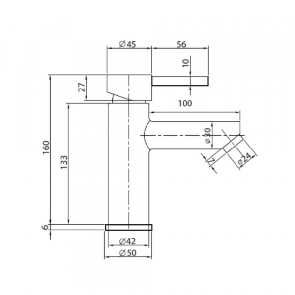 Llave Lavamanos Monocontrol Bajo Stretto  Fiorenzo Negro Mate