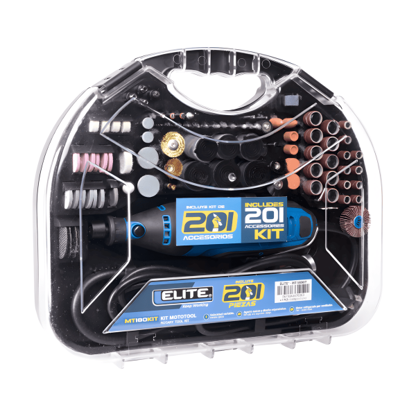 Moto Tool 180W Eje 1/8 +  201 Accesorios  Elite MT180KIT