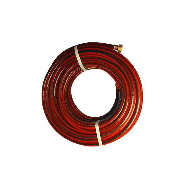 Rollo Manguera Fenix Negro Rojo 1/2 X 25Mt Caucho Y Lona C/Racores