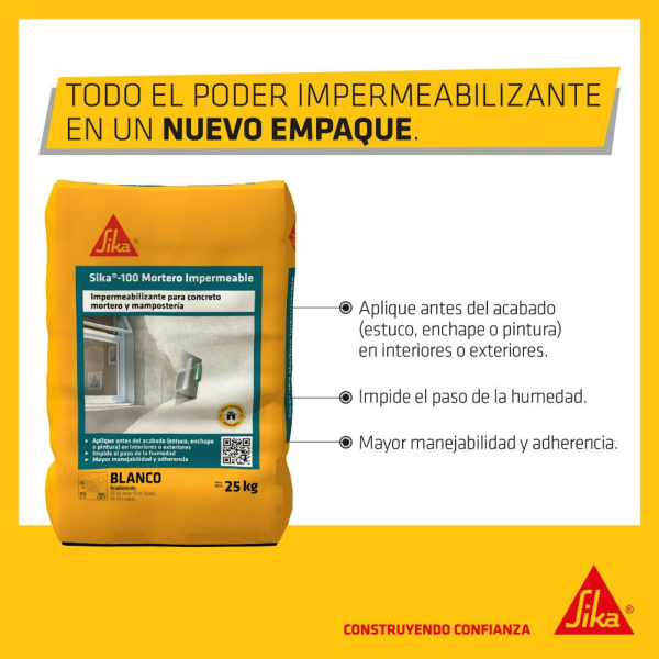 Sika 100 Mortero Impermeable Plus Gris X 25 Kilos