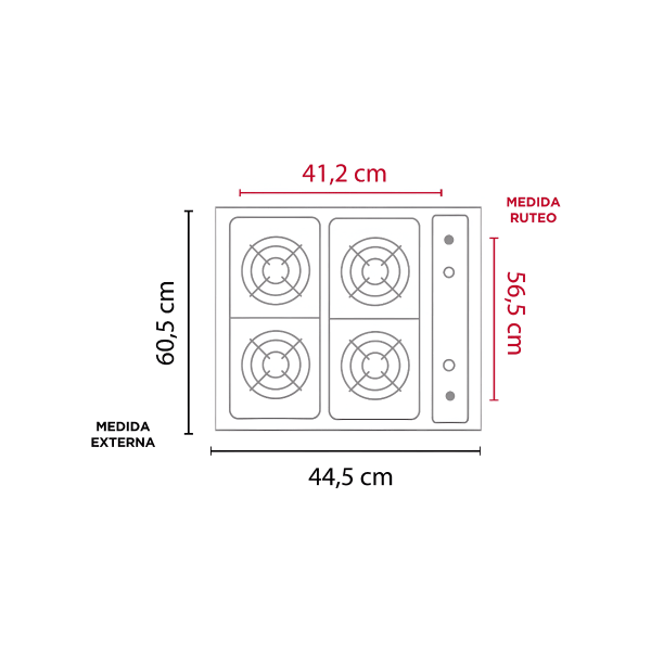 Estufa  4 quemadores Gas Propano Y Parrilla Premium North