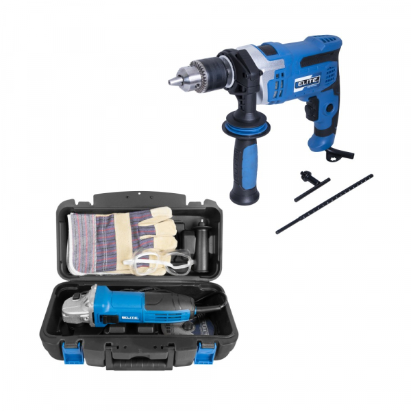 Pulidora 4-1/2 Elite Ag1142Kit + Taladro Percutor Id801