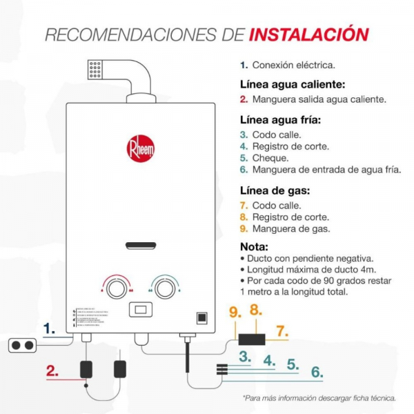 Calentador De Agua 10Lt Glp Tiro Forzado Rheem 600074723