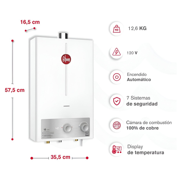 Rheem Calentador De Paso Tf Mecanico 12lt Glp 600074725