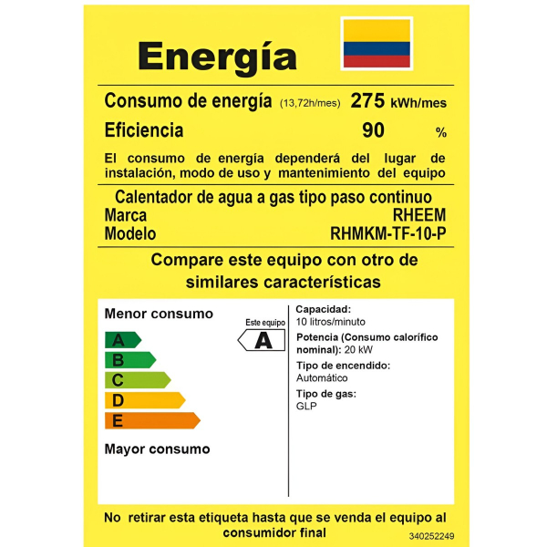 Rheem Calentador De Paso Tf Mecanico 12lt Glp 600074725