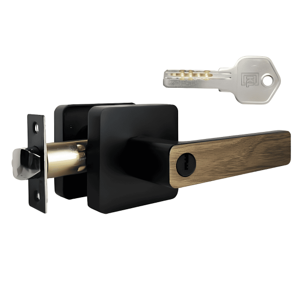 Cerradura Manija Negro/Madera Entrada Principal Kl 123 Ep