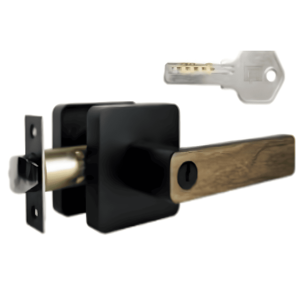 Cerradura cuadrada Manija Negro/Madera Alcoba Kl 123 A