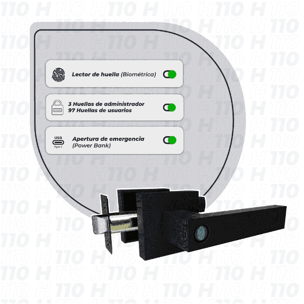 CERRADURA DIGITAL BIOMETRICA TIPO MANIJA PARA ENTRADA COLOR NEGRO MATE