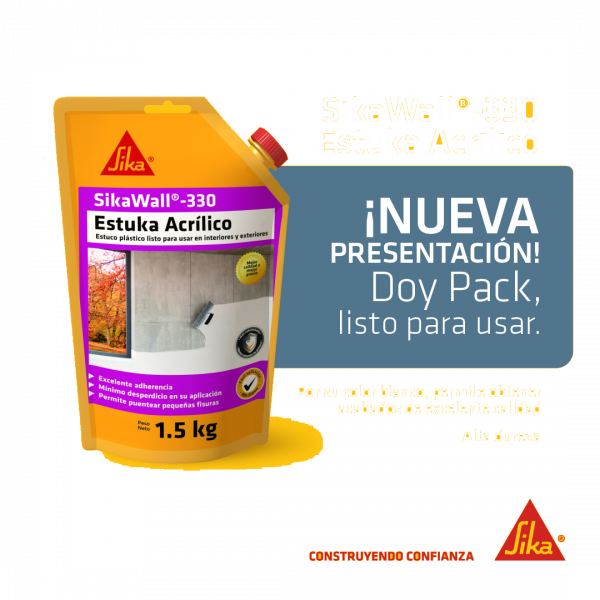 Sika Estuka Acrílico Estuco Para Interior Y Exterior 1.5Kg