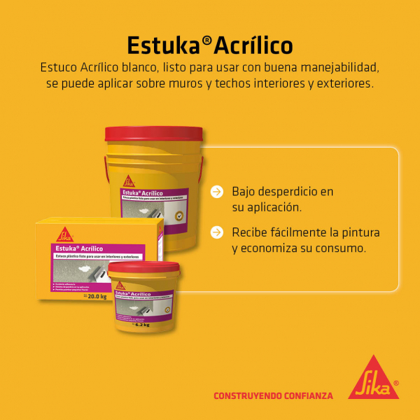 Sika Estuka Acrílico Estuco Para Interior Y Exterior 1.5Kg