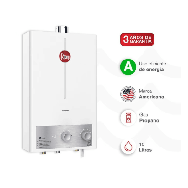 Calentador De Agua 10Lt Glp Tiro Forzado Rheem 600074723+Kit Calentador