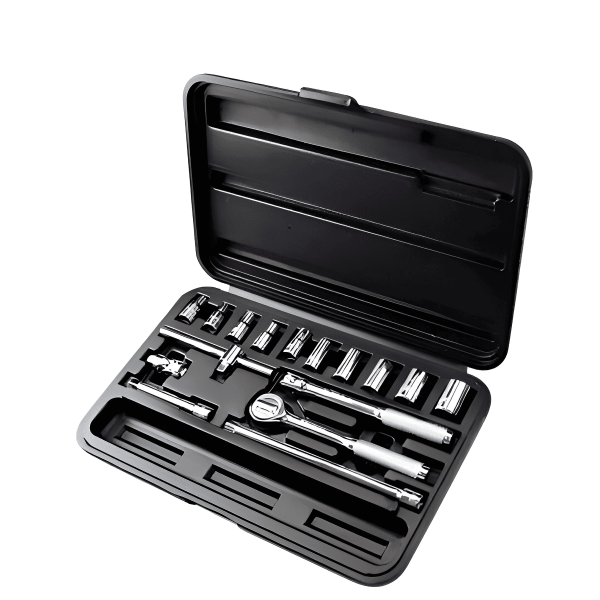 Juego de Copas/Dados 6 pts Mando 1/4 18 Piezas Métrico Stanley 86-117