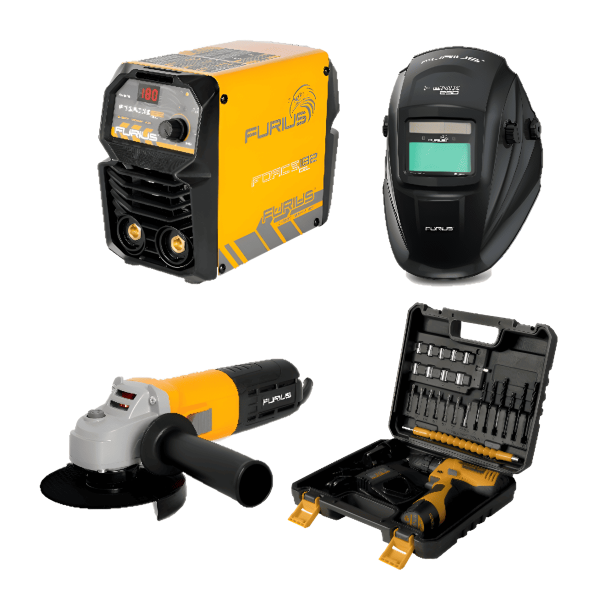 Furius Combo Soldador FW182CEL+Minipulidora AG1142+Careta FW23+Taladro Inalambrico 3/8 FCD12KIT