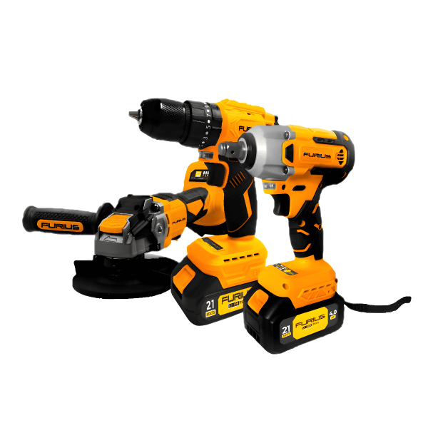 Llave De Impacto Inalambrica+Taladro Inalambrico+Pulidora De 41/2 Furius