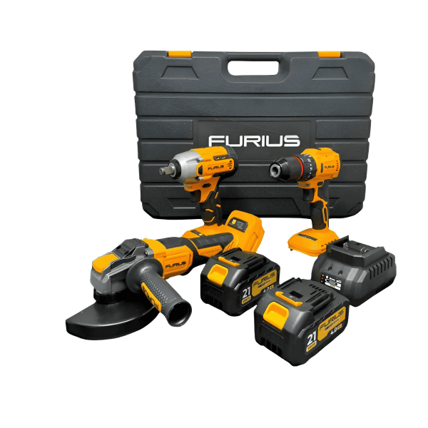 Llave De Impacto Inalambrica+Taladro Inalambrico+Pulidora De 41/2 Furius