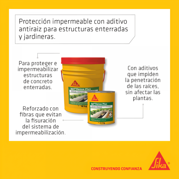 Sika Igol Denso Plus Impermeabiliza Estructuras De Concreto Bajo Tierra 3.5 Kg