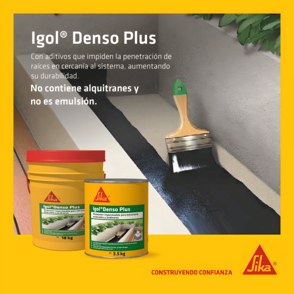 Sika Igol Denso Plus Impermeabiliza Estructuras De Concreto Bajo Tierra 3.5 Kg